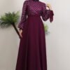 Dress Black|Chiffon|Tulle Embroidered Maxi - Image 8