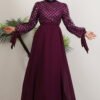 Red Dress|Chiffon & Embroidered Tulle Maxi - Image 4