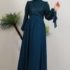 Leyal Tulle Detail Dress Petrol - Image 2