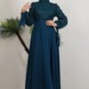 Leyal Tulle Detail Dress Petrol - Image 3