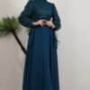 Leyal Tulle Detail Dress Petrol - Image 4