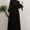 Dress Black|Chiffon|Tulle Embroidered Maxi - Image 3