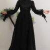 Dress Black|Chiffon|Tulle Embroidered Maxi - Image 4