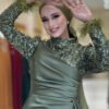 Sequin Satin Evening Dress 7064 Khaki - Image 4