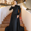 🌟 Turkish Wedding Dress Online – Sequined Satin Evening Gown - Image 2