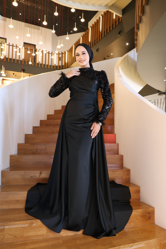 Alternative view of 🌟 Turkish Wedding Dress Online – Sequined Satin Evening Gown