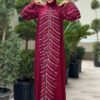 Stone Detailed Evening Dress 3915 Burgundy - Image 3