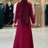 Stone Detailed Evening Dress 3916 Burgundy - Image 2