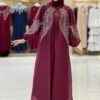 🌟 Turkish Fashion Abayas – Dress-Abaya Set with Stone Details - Image 5