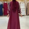 Stone Detailed Dress Abaya Suit 3943 Claret Red - Image 2