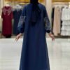 Stone Detailed Dress Abaya Suit 3943 Navy Blue - Image 2