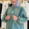 Stone Detailed Dress Abaya Suit 3943 Mint - Image 4