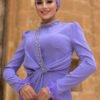 Islamic Wedding Dresses|Dress with Stone and Feather Accents|7021 13 Islamic Wedding Dresses|Dress with Stone and Feather Accents|7021 - Image 4