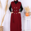🖤 Luxury Black Winter Coat|Belted Knitwear Vest for Chic Cold-Weather Style|18301 - Image 5