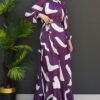Brush Pattern Dress Dark Lilac