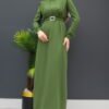 Feather Detailed Hijab Dress Rose Brown - Image 7