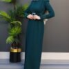 Feather Detailed Hijab Dress Rose Brown - Image 9