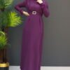 Feather Detailed Hijab Dress Rose Brown - Image 10