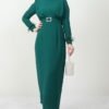 Feather Detailed Hijab Dress Rose Brown - Image 11