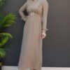 Feather Detailed Hijab Dress Rose Brown - Image 12