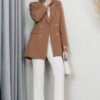 Butterfly Brooch Detail Jacket Brown - Image 14
