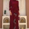 Red Dress Cocktail|Shirred Waist Crepe Evening Dress|3810 33 red dress cocktail