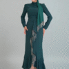 Red Dress Cocktail|Shirred Waist Crepe Evening Dress|3810 - Image 8