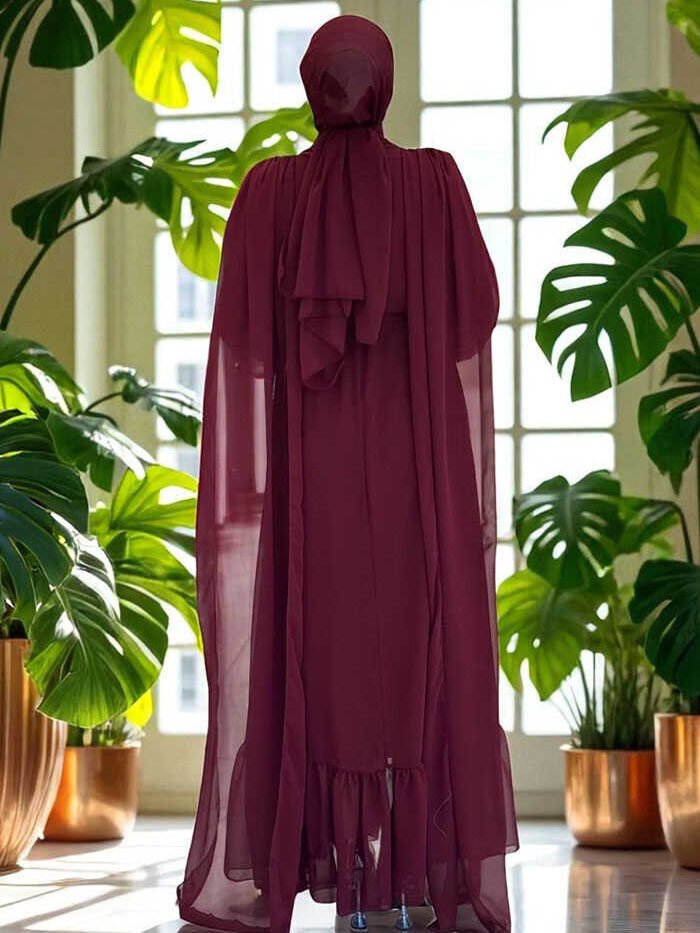 Alternative view of dress abaya dubai|Chiffon Elegant Waistband|3973