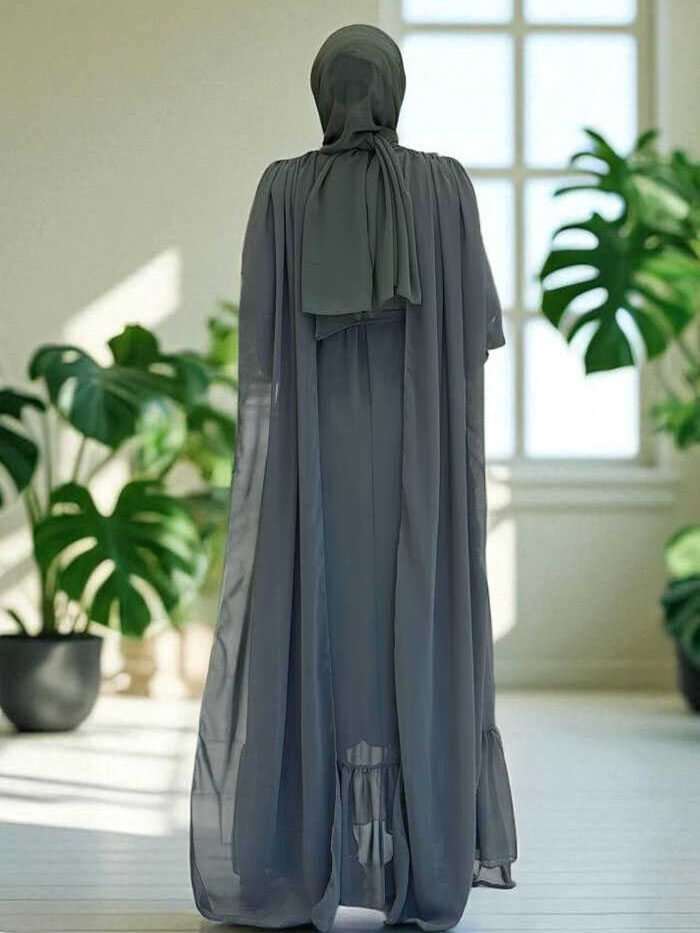 Alternative view of öppen abaya|Chiffon Cape|3973