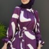 Brush Pattern Dress Dark Lilac - Image 5