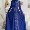 Dress Black Blue White Gold|Satin with Beaded Belt|5002 - Image 6