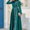 Dress Black Blue White Gold|Satin with Beaded Belt|5002 - Image 8