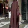 🌙 Islamic Dress Women|Stone-Embellished Abaya & Shawl Set(70001) - Image 3