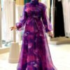 Blue Abaya Dress|Self-Patterned|abaya dress blue|7047 - Image 5