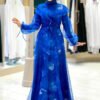 Blue Abaya Dress|Self-Patterned|abaya dress blue|7047 16 abaya dress blue