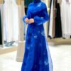 Blue Abaya Dress|Self-Patterned|abaya dress blue|7047 - Image 3