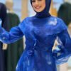 Blue Abaya Dress|Self-Patterned|abaya dress blue|7047 - Image 4