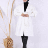 amazing Turkish Coat for Women|Waist-Banded Collar Coat with Stone Brooch Detail|7874 - Image 8