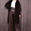 amazing Turkish Coat for Women|Waist-Banded Collar Coat with Stone Brooch Detail|7874 - Image 10