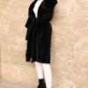 amazing Turkish Coat for Women|Waist-Banded Collar Coat with Stone Brooch Detail|7874 - Image 13