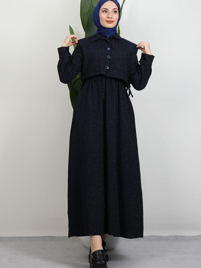 Alternative view of Alçin Tweed Dress Navy Blue