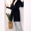 amazing Turkish Coat for Women|Waist-Banded Collar Coat with Stone Brooch Detail|7874 - Image 11