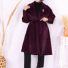 amazing Turkish Coat for Women|Waist-Banded Collar Coat with Stone Brooch Detail|7874 - Image 12