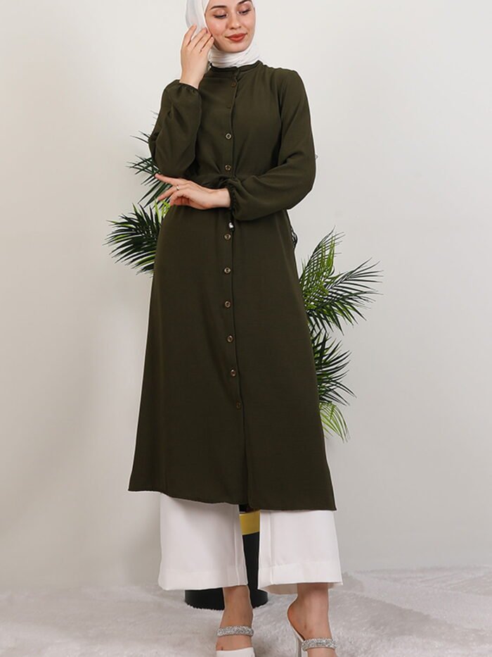 Alternative view of Buttoned Cape Khaki