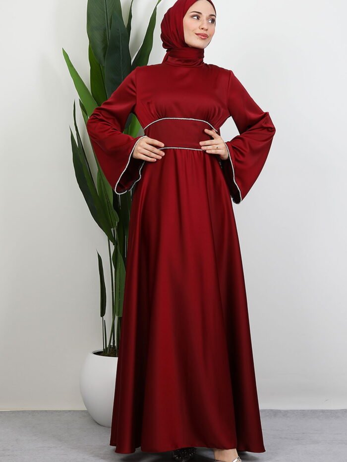 Funda Satin Dress Burgundy