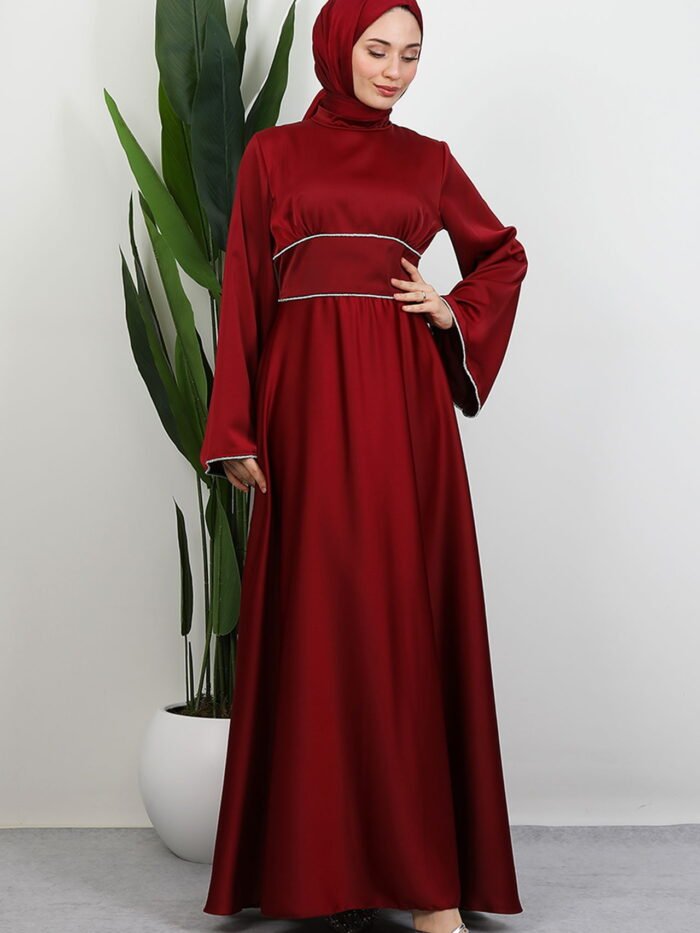 Alternative view of Funda Satin Dress Burgundy