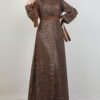 V-Neck Draped Dress Khaki - Image 6