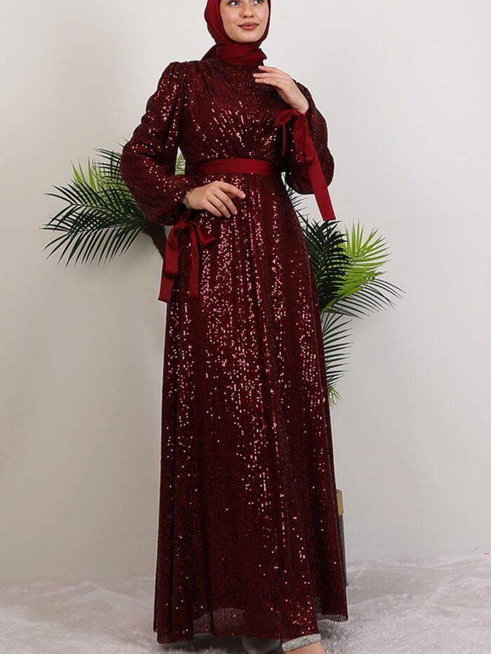 V-Neck Draped Dress Burgundy