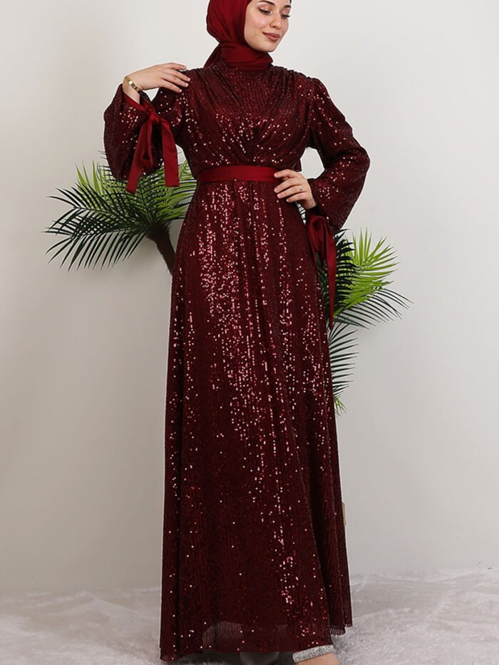 Alternative view of V-Neck Draped Dress Burgundy