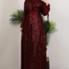 V-Neck Draped Dress Burgundy - Image 4